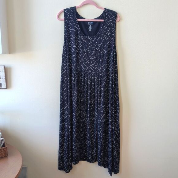 Plus Size Croft & Barrow Fit & Flare Dress Black Dot Sleeveless 3X - Picture 3 of 6
